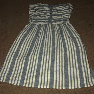 Gray and white vertical/horizontal striped dress